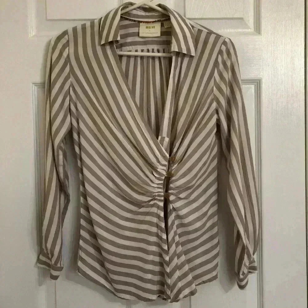 Anthropologie Maeve Striped Marianna Wrap  Top XS